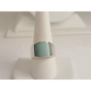 Sterling Silver with Blue Stone Ring - Size 9 3/4 (9.9 Grams)